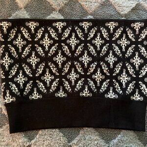 Savvi Gabby Bandeau Patterned Knit Cropped Tube Top (black & white)